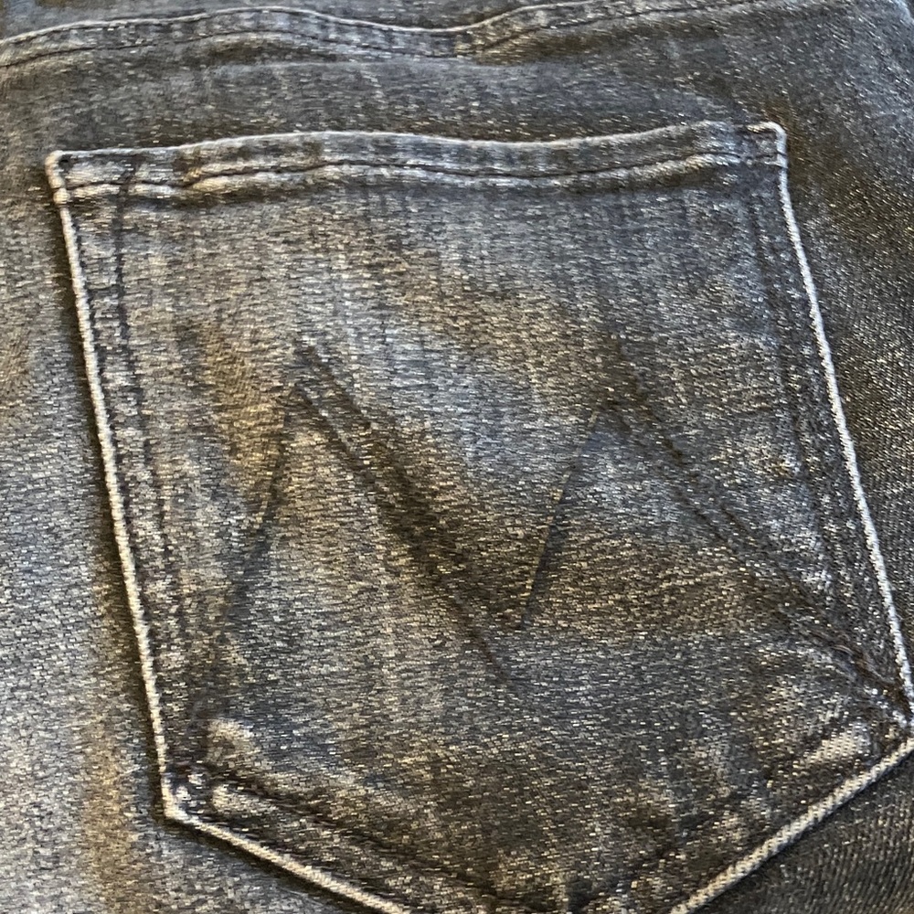 MOTHER Straight Leg Jeans in Washed Black Denim